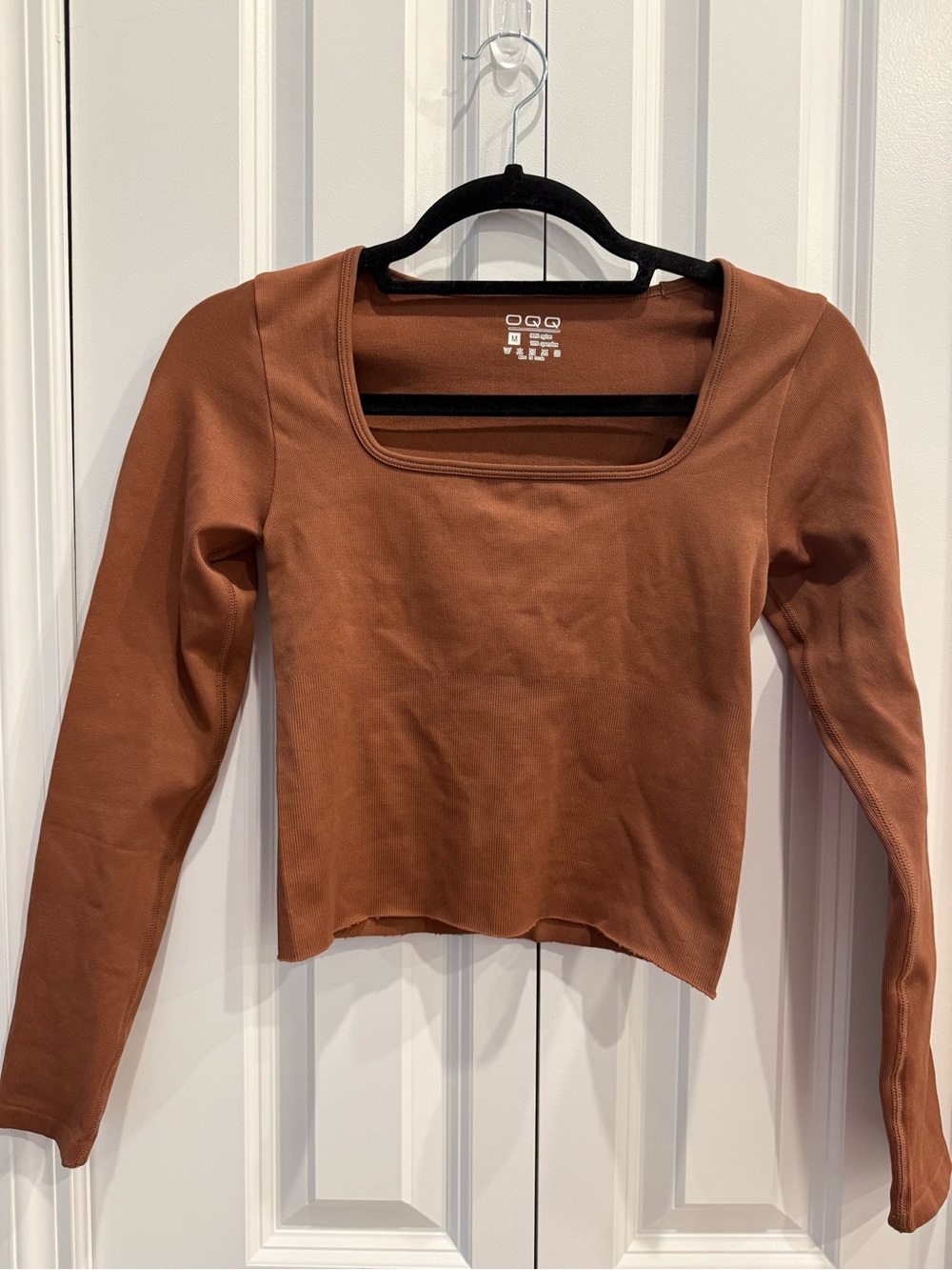 NWOT OQQ Square Neck Crop Long Sleeve